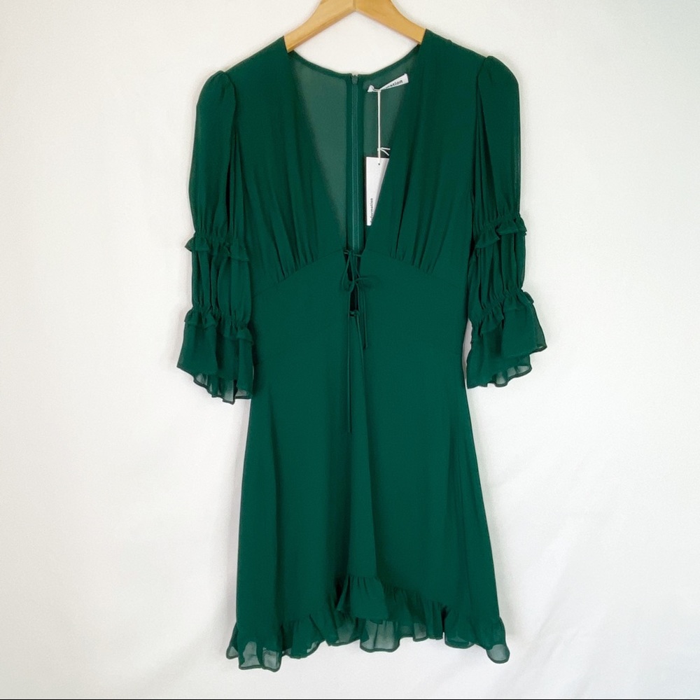 Reformation Laurelei Dress in Emerald Green Size 4 - Picture 8 of 11
